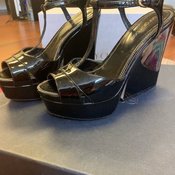 Sergio Rossi - Black patent wedge; 35.5 Us Size - Picture 6 of 9